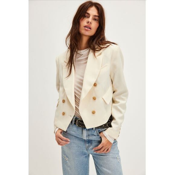 Free People NWT Betty Solid Blazer in Ecru Size Medium - Picture 1 of 11